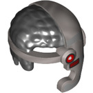 LEGO Effen zilver Cyborg Helm met Open Kant met Zwart Haar en Rood Oog (68389)