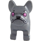 LEGO Flat Silver French Bulldog with Pink Eyes