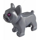 LEGO Flat Silver French Bulldog with Pink Eyes