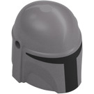 LEGO Flat Silver Helmet with Sides Holes with Mandalorian Black section (64220 / 105748)