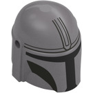 LEGO Flat Silver Helmet with Sides Holes with Mandalorian Black with Stripe (3807 / 106132)