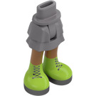 LEGO Effen zilver Heup met Kort Dubbele Layered Rok met Limoen Boots (36178 / 92818)