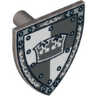 LEGO Flat Silver Minifig Shield Triangular with Gray Crown (3846 / 12645)