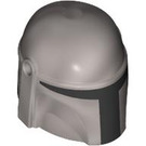 LEGO Flat Silver Helmet with Sides Holes with Mandalorian Black section (64220 / 105748)