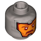 LEGO Flat Silver Nexo Knight Soldier - Trans-Neon Orange Armor Minifigure Head (Safety Stud) (3626 / 32884)