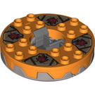 LEGO Effen zilver Ninjago Spinner met Oranje Top en Donkerrood Faces (98354)