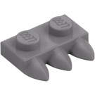 LEGO Flat Silver Plate 1 x 2 with 3 Teeth (15208)