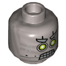 LEGO Flat Silver Robot Head with Green Eyes (Recessed Solid Stud) (3626 / 36328)