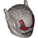 LEGO Flat Silver Robot Helmet with Ear Antennas with Ant-Man Dark Red Pattern (46534 / 50709)