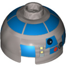 LEGO Effen Zilver Ronde Steen 2 x 2 Dome Top (Undetermined Stud - To be deleted) met R2-D2 Hoofd (13291 / 86410)