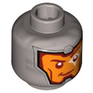 LEGO Flat Silver Royal Soldier / Guard - Trans-Neon Orange Armor Minifigure Head (Safety Stud) (3626 / 32886)
