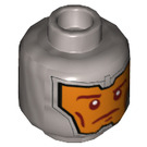 LEGO Flat Silver Royal Soldier Head with Dark Orange Markings on Orange Background (Recessed Solid Stud) (3626 / 24140)