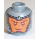 LEGO Platt Silver Royal Soldat Huvud med Orange Background, Smile och Angry (Infälld solid knopp) (3626)