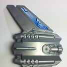 LEGO Effen Zilver Schouder Armor met Wings met Blauw en Wit Fracture Patroon Sticker (98589)