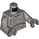 LEGO Effen zilver Stormtrooper Torso met Zwart en Zilver lines en Plat Zilver Armen en Dark Stone Handen (973 / 76382)