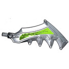 LEGO Flat Silver Sword with Jagged Teeth with Lime lightning left Sticker (11338)