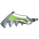LEGO Flat Silver Sword with Jagged Teeth with Lime lightning right Sticker (11338)