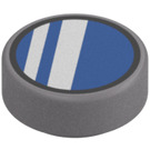 LEGO Flat Silver Tile 1 x 1 Round with Blue and White Reflection (35380 / 104233)