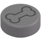 LEGO Flat Silver Tile 1 x 1 Round with Dog Bone (35380 / 102310)