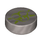 LEGO Effen zilver Tegel 1 x 1 Rond met Groen Schedel warning (20261 / 98138)