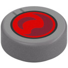 LEGO Effen zilver Tegel 1 x 1 Rond met Rood Lens print (35380)