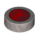 LEGO Flat Silver Tile Round 1 x 1 with Red Lens print