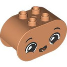 LEGO Flesh Duplo Brick 2 x 4 x 2 with Rounded Ends with Surprised Face (6448 / 105454)