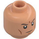 LEGO Flesh Head with Black Eyebrows, White Pupils, Frown (Recessed Solid Stud) (3626 / 68714)