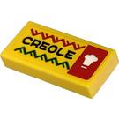 LEGO Tile 1 x 2 with Creole Sticker with Groove