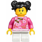 LEGO Girl im Dark Pink Patterned Shirt Minifigur