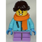 LEGO Pige i Medium Azure Jakke Minifigur