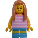 LEGO Pige i Lyserød Striped Skjorte Minifigur