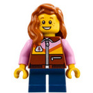 LEGO Fille - Reddish Marron Zipper Veste et Orange Sombre Cheveux Minifigurine