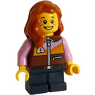 LEGO Girl - Reddish Brown Zipper Jacket and Dark Orange Hair Minifigure