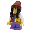 LEGO Girl with Black Pigtails under Dark Red Cap Minifigure