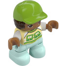 LEGO Girl with Bright Light Yellow Top with Train Duplo Figure