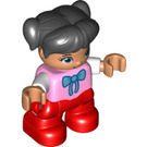 LEGO Girl with Bright Pink Top with Blue Bow Duplo Figure