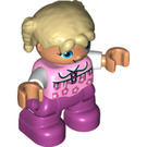 LEGO Girl with Bright Pink Top with Flowers Duplo Figure