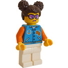 LEGO Girl with Dark Azur Torso with Orange Arms and 'NB' Minifigure