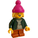 LEGO Girl with Dark Green Jacket and Magenta Beanie Minifigure