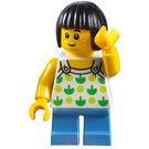 LEGO Chica con Verde Patterned Blanco Camisa Minifigura