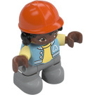 LEGO Girl with Medium Azure Jacket with ‘A’ Duplo Figure