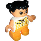 LEGO Pige med orange Checkered Blouse Duplo figur