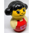 LEGO Mädchen mit Rot Basis mit Rot Herz im pocket, Weiß oben mit Rot Overalls Primo-Figur