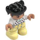 LEGO Girl with White Top with Black Hearts and Medium Dark Flesh Skin Duplo Figure