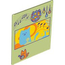 LEGO Glas for Kader 1 x 6 x 6 met Cats en Music Notes (42509 / 104592)