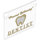 LEGO Glass for Window 1 x 4 x 3 Opening with "Dentist" (30718 / 35318)