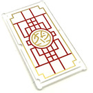 LEGO Glass for Window 1 x 4 x 6 with Asian Gold and Red Decoration (35295)