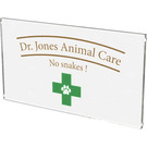 LEGO Glass for Window 1 x 4 x 6 with Dr.Jones Animal Care No snakes! (6202 / 45348)