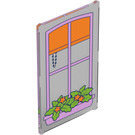 LEGO Glass for Window 1 x 4 x 6 with Flowers and blind (6202 / 101277)